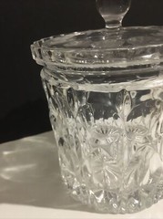 Czech Crystal Biscuit Box 5.5 X 5 Canister, Glass Candy, Cookie Jar. With Lid