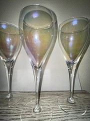 Vintage Bohemia Crystal Iridescent Wine Glasses Set 4 Crystalex BOC168 Luster