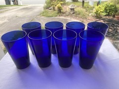 8-Libbey Flare Cobalt Blue Cooler Glasses. H: 5 7/8” W: 3 3/8”. CDC-8