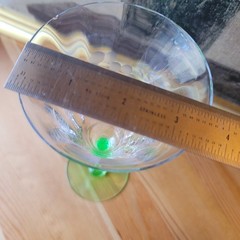 Vintage Uranium Glass Wine Glass Diamond Optic Green Twist Stem UV Reactive