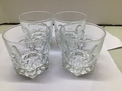 Vintage Libbey Facets Octagon Rocks Glasses Bar Ware Set Of 4