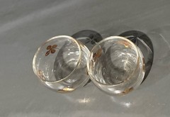 Vintage Set Roly Poly Short 4 Leaf Clover Glasses set of 2