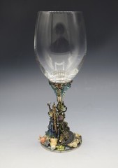 KIRKS FOLLY MERLIN WIZARD MAGIC GOBLET GLASS JEWELED STONES RARE 8″