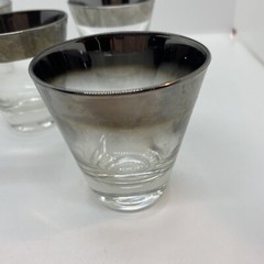 Vintage Dorothy Thorpe Shot Glasses Lot QTY 5 Silver Rim 2.75″ Mid Century