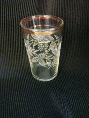 Bartlett Collins Vintage Frosted Grape Vine 22KT Gold Trim 5 Oz Glass Tumbler