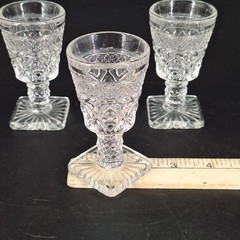 3 Vtg Imperial Glass Cape Cod Clear Low Water Goblet MCM Footed Stemmed 3.75″