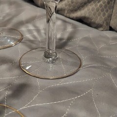 Tiffin-Franciscan RAMBLER ROSE Water Goblet Gold Trim 6.75×3.25″ Set of 4 WEAR