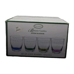 Portmeirion Botanic Garden Options DOF Glasses Set of 4 Color Bottom Etched 13oz