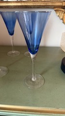 Vintage Cobalt Blue Champagne￼ Glasses, Set of 4, Mid Century Stemware