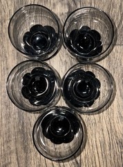 Set of 5 Vintage Weston 1920s-1930s Art Deco Black Lily Pad Cocktail Glasses