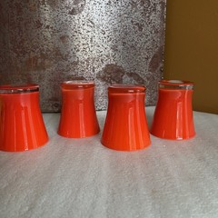 Set of 4 – Murano Style Orange Tangerine Persimmon Glasses Tumblers White Cased
