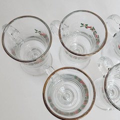 Vintage Libbey Christmas Holly Berry 6″ Irish Coffee Cups Gold Rim – Set of 5