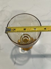 Vintage Libbey Splash Amber Iridescent Glass Goblets Set of 6 Ribbed Stem