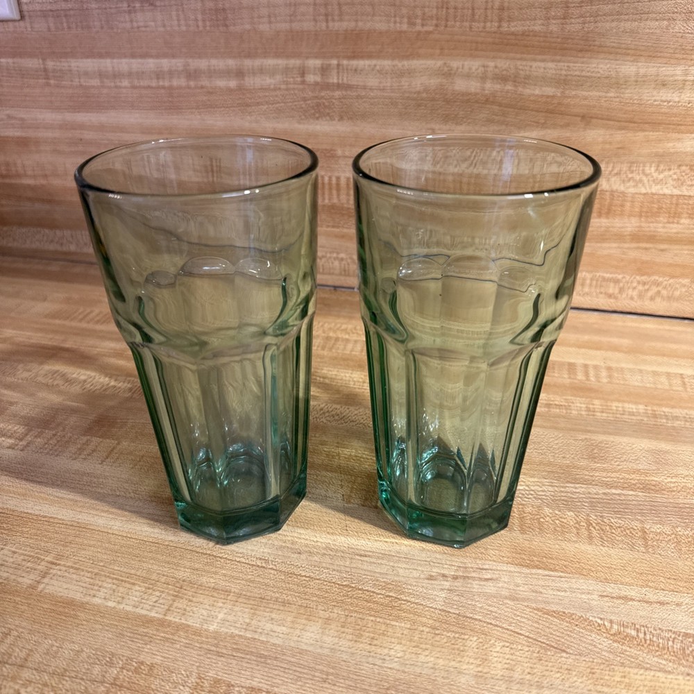 Set of 2 Libbey Duratuff GIBRALTER 16 oz Tumblers Glasses in Spanish Green
