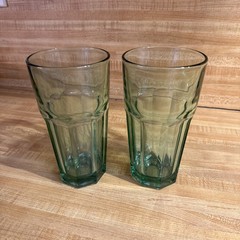 Set of 2 Libbey Duratuff GIBRALTER 16 oz Tumblers Glasses in Spanish Green
