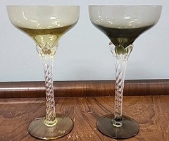 Vintage Crystal Twisted Stem Multicolors Coctail Glasses Set Of 2