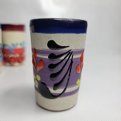 4 Talavera Mexican Pottery Big Double Shot Glasses Party Time 2oz