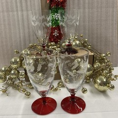 Lenox Crystal All Purpose Etched Holly Glasses Set Of 4