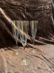 Set of 3 – Baccarat Crystal Dom Pérignon Champagne Flutes Glasses. 9.25″
