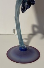 Vintage Post Modern Studio Art Glass 12” H Wine Goblet Sculpture