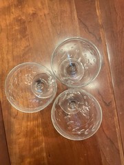 Vintage Etched Crystal Stemware Set Of 3 Wine Glasses Vines With Leaves