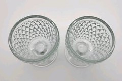 Vintage Anchor Hocking Juice Glasses Quilted Diamond Point Clear 3.5″ Tall