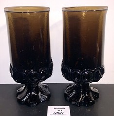2 Tiffin Franciscan Madeira Brown Glass Goblets Vintage 1970’s
