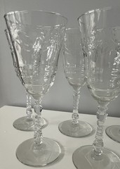 Lot Of 8 Vintage Rock Sharpe Arctic Rose Crystal MCM Wine Glasses 6-7/8″ MINT