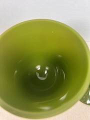 PORTIEUX VALLERYSTHAL Jade Green Glass Goblet Set Of 2, 1930’s, READ DETAILS