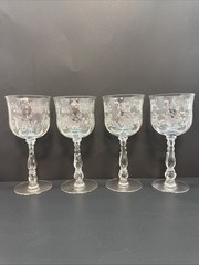 8 Fostoria Willowmere Etched 6024 Wine Goblet Glass 5 3/8″ tall 3 1/2 oz