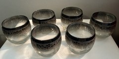 Dorothy Thorpe Roly Poly Glasses – Silver Fade Grape Design Vintage MCM Set Of 6