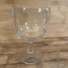 Vintage Clear Glass Thumbprint Goblet Bar Beer Thick Glass Wide Base Stemmed