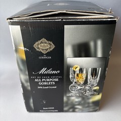 Godinger Milano Shannon Goblets 24% Lead Crystal Set o 4 Item #2525 Stemmed 13oz