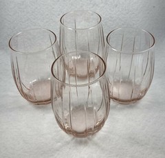 Pasabahce Lotus Pink Blush Double Old Fashioned Tumblers 12.75oz Set of 4
