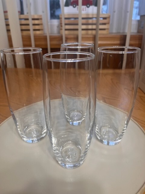 LOT OF FOUR MARTHA STEWART COLLECTION STEMLESS CHAMPAGNE FLUTE GLASSES