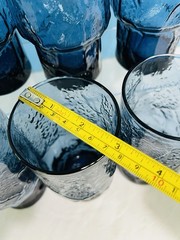 VTG Set 6 Libbey Normandy Blue Stone Textured Barware Water Glass MCM Circa 80’s