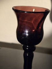 Vintage Elegant amethyst Goblet Glass Egg Glass Hand Blown Swirl Excellent Cond.
