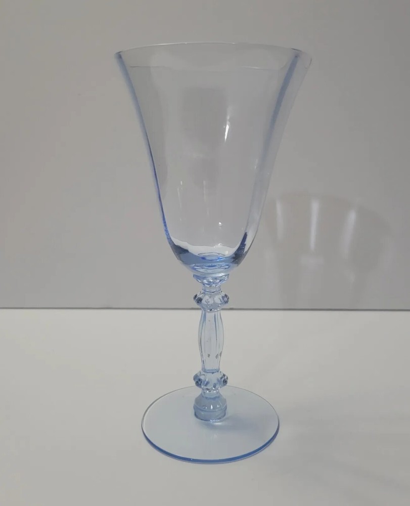(4) Cambridge Glass 3130 MOONLIGHT BLUE Champagne goblet Wine Glasses 7-5/8″