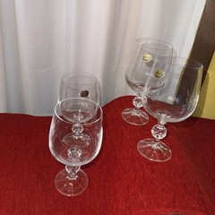 Claudia Bohemia Fine Crystal Goblets Set 6.75 Inches Made In Czechoslovakia