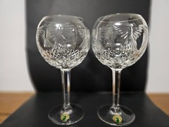 VINTAGE PAIR WATERFORD CRYSTAL «PEACE» TOASTING GOBLETS
