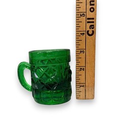 Vintage Mexican Green Glass Mini Chivo Pulque Mugs, Set of 3