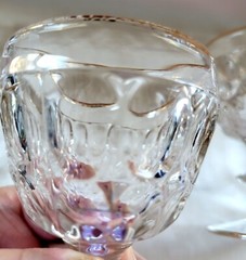 2 Jeanette Glass Thumbprint Stemmed 4″ Liquor Cocktail Glasses 1950s USA