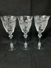 Vintage Tiffin Francisan Pheasant Water Goblets (3)