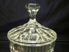 CLEAR CRYSTAL COVERED BISQUIT~GINGER~ CANDY JAR