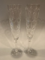 2 Vintage Geschliffene Kristill Champagne Glasses 9-1/4”