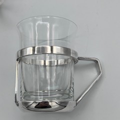 Gio Ponti Tea ESPRESSO Glass MCM SET 4 BERNDORF LUZERN Alpacca Swiss Mid-Century