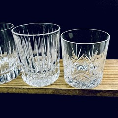 Vtg Crystal Double Old Fashioned Glasses Mismatched Heavy Set Of 4 Mixed