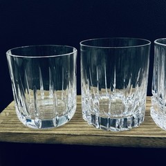 Vtg Crystal Double Old Fashioned Glasses Mismatched Heavy Set Of 4 Mixed