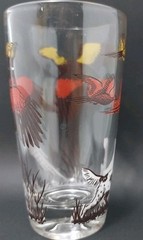 Vintage Hazel Atlas Pheasant Hunting Glass 5″ Hunter & Dog MCM Nice Paint