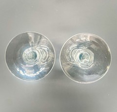 Pair Vintage Tiffin Franciscan #17301 Cut Crystal Wafer Stem Cordial Glassware